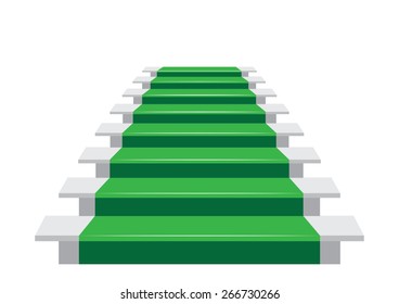 Staircase with Green Carpet. Vector