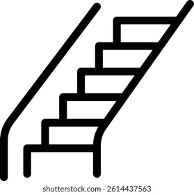 Staircase with Handrail in Side View for Architecture or Navigation Use