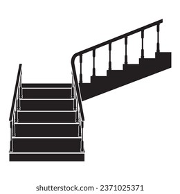 Treppe für das Haus im zweiten Stock, Vektorgrafik, einzelne schwarze Silhouette