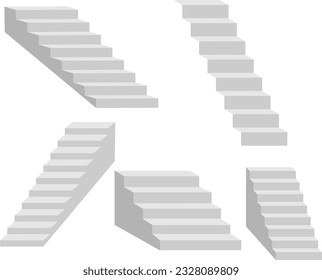  staircase in the house,3d interior staircases isolated on white background. the stair steps collection