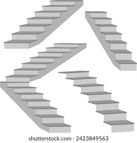 staircase in the house,3d interior staircases isolated on white background. the stair steps collection