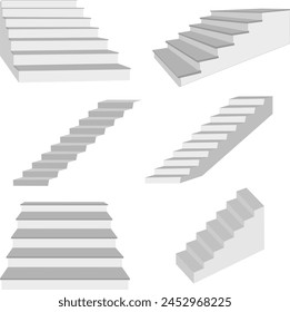 staircase in the house,3d interior staircases isolated on white background. the stair steps collection