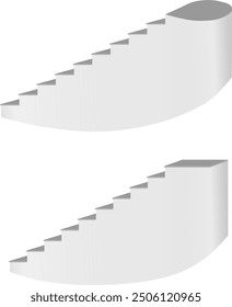staircase in the house,3d interior staircases isolated on white background. the stair steps collection	

