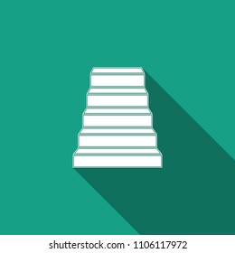 Staircase icon isolated with long shadow. Flat design. Vector Illustration