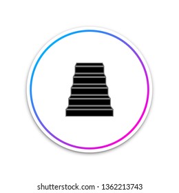 Staircase icon isolated on white background. Circle white button. Vector Illustration