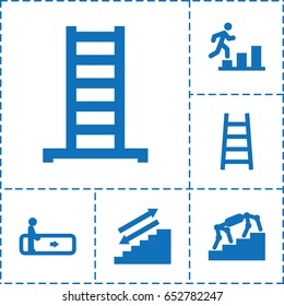 Staircase icon. set of 6 staircase filled icons such as escalator, ladder, man going up