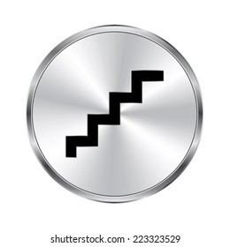 staircase icon - vector brushed metal button