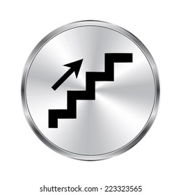 staircase icon - vector brushed metal button