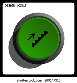 staircase. icon. vector design Green Start button, forward, to continue. Flat design style.