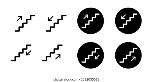 Staircase icons with up and down directional arrows.