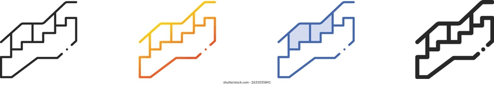 staircase icon.Thin Linear, Gradient, Blue Stroke and bold Style Design Isolated On White Background