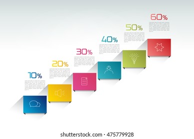 Staircase infographics, arrow template.