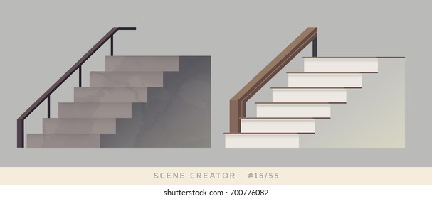 Staircase Isolated vector objects. Scene creator set.