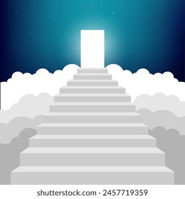 Staircase leading to heaven flat vector illustration