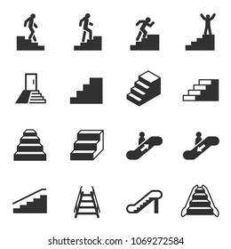 Staircase, monochrome icons set. simple symbols collection