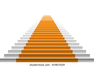 staircase with orange carpet. art vector carpet stairs