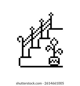 staircase with plant pixel art