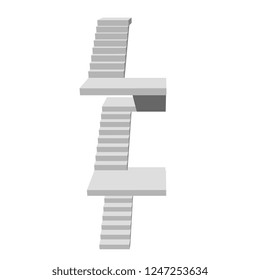 Staircase with platforms. Isolated on white background. 3d Vector illustration. Front view.