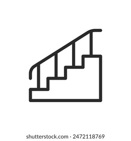 Staircase with railing, linear style icon. staircase with a handrail. Editable stroke width.