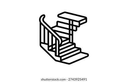 Staircase with railing and steps for building interior design