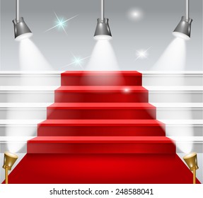 staircase with red carpet