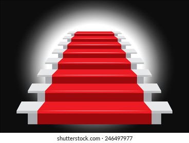 Staircase with Red Carpet. Vector