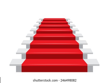 Staircase with Red Carpet. Vector