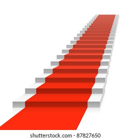 Staircase with red carpet. Vector.