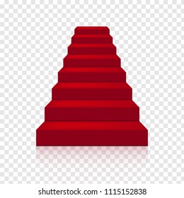 Staircase with red carpet. Vector Illustration