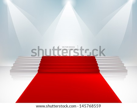 Staircase with red carpet. Vector Illustration