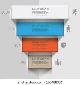 staircase of ribbons / vector illustration for presentation of data / infographics business processes