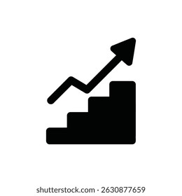Escalera que sube a la gráfica que representa el crecimiento y el desarrollo empresarial