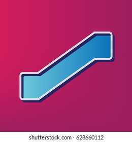 Staircase sign. Vector. Blue 3d printed icon on magenta background.
