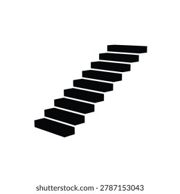 Staircase Silhouette Against White Background Minimalist Graphic Design