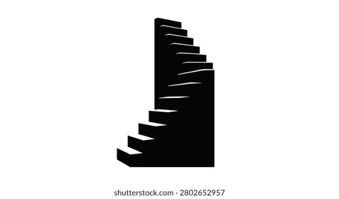 Staircase Silhouette Against White Background Minimalist Graphic Silhouette