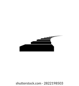 Staircase Silhouette Against White Background Minimalist Black Shape