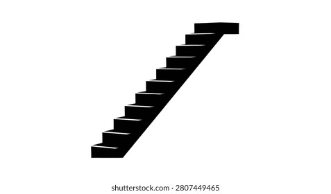 Staircase Silhouette On White Background Minimalist Architectural Form Silhouette