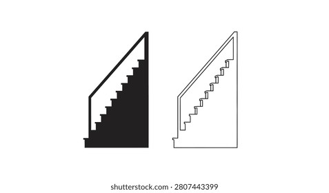 Staircase Silhouette And Outline On White Background Silhouette