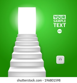 Staircase to up with socket, conceptual background to motivation. Vector illustration for you design.