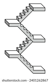 Escalera o escalones 2D. Símbolo de ascenso o nivel, movimiento ascendente o avance en el trabajo. Medidas, designación del desarrollo o etapa, conocimientos y aptitudes o mejora.