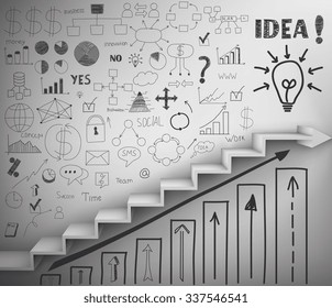 staircase as symbol of career rise. Vector Illustration