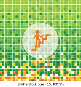 staircase symbol on green background
