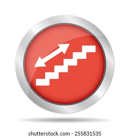 staircase symbol on red background. Flat vector 