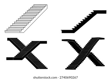Staircase Symbols Vector Illustration Set