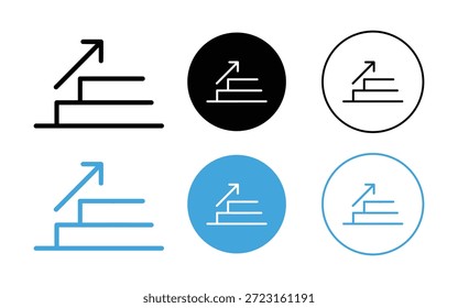 Escalera con un conjunto de iconos de flecha hacia arriba. símbolo de progreso y crecimiento. Ilustración vectorial