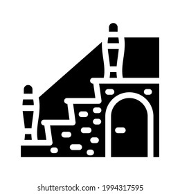 staircase with wardrobe glyph icon vector. staircase with wardrobe sign. isolated contour symbol black illustration