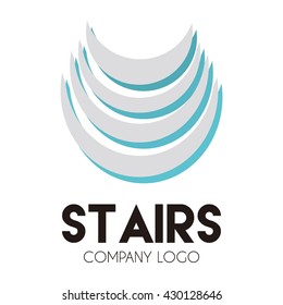 Stairs abstract vector and logo design or template real estate business icon of company identity symbol concept