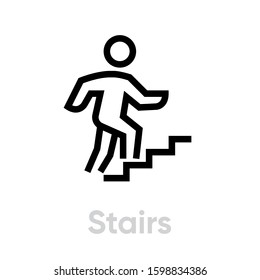 Stairs activity icon. Editable stroke