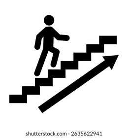 Stairs up arrow graph sign icon. Flat web walk step design vector illustration .