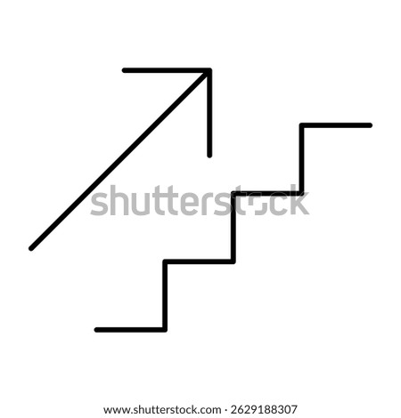 Stairs up arrow graph sign icon. Flat web walk step design vector illustration .